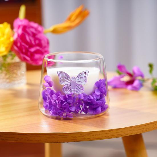 Dubbelväggiga Kaffemuggar i Glas med Torkade Blommor 150ml Värmetålig Glasmugg för Hemkontor Eftermiddagste Koppar Unika Gåvor för Kvinnor