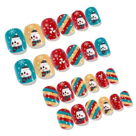 24Pcs/Set Kids Art Tips Christmas Style Extending Nails Portable Delicate Christmas Self Adhesive Nails Tips for Children
