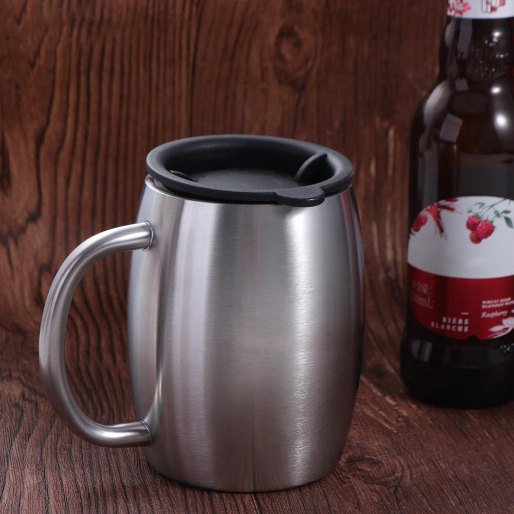 Double Wall Stainless Steel Beer Mug Portable Office Water Mugs Drinkware Coffee Cup  Home