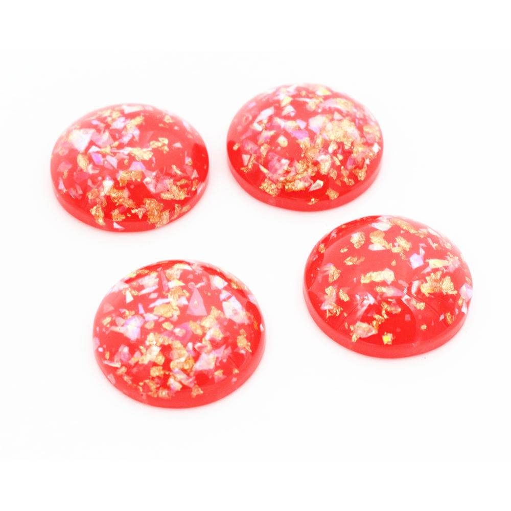 20mm 10 Stück/Los Neue Mode Mixfarbe Eingearbeitete Metallfolie Flache Rückseite Harz Cabochons Cameo