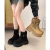 Leather thick-soled heightening boots women's 2025 autumn new versatile and thin short boots British wind locomotive Martin boots