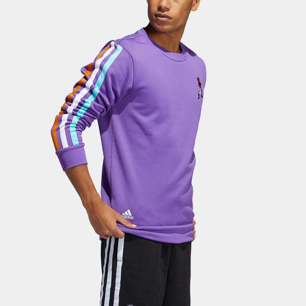 Adidas Sweatshirts Men's Purple Crew Neck Moderate Regular H43782