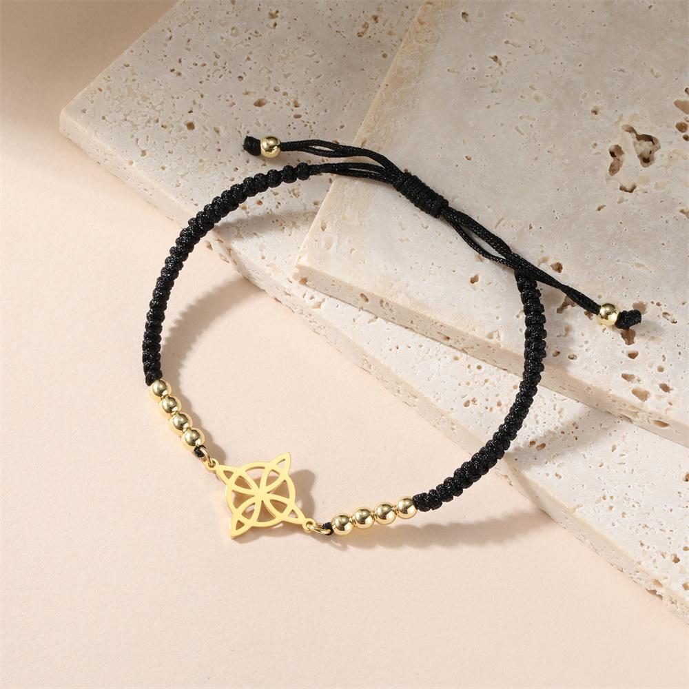 My Shape Witch Knot Bracelets for Women Celtics Knot Handmade Woven Rope Beads Wicca Amulet Witchcraft Stainless Steel Jewelry