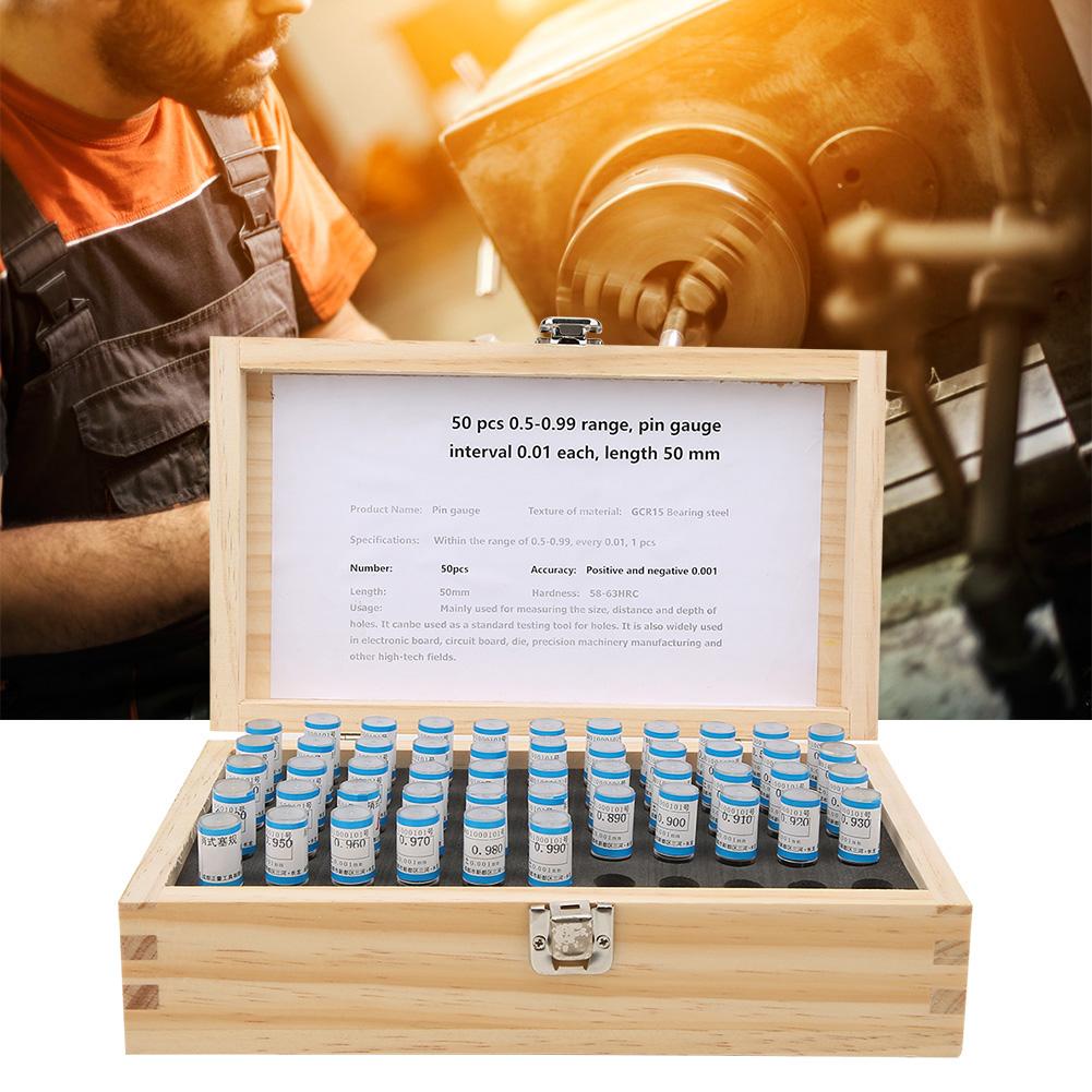 50pcs 0.50.99mm Plug Pin Gage Set 0.001mm Tolerance Bearing Steel Precision Tool
