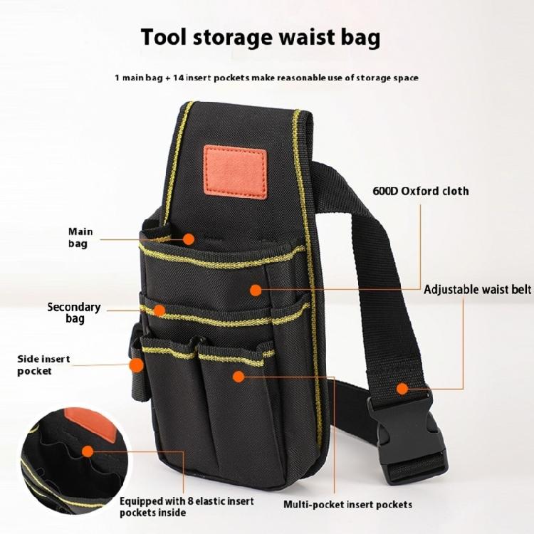 Industrial Strength Adjustable Tool Bag Waist Band 600D Polyester MultiLayer Design Pouch For Professional Technicians