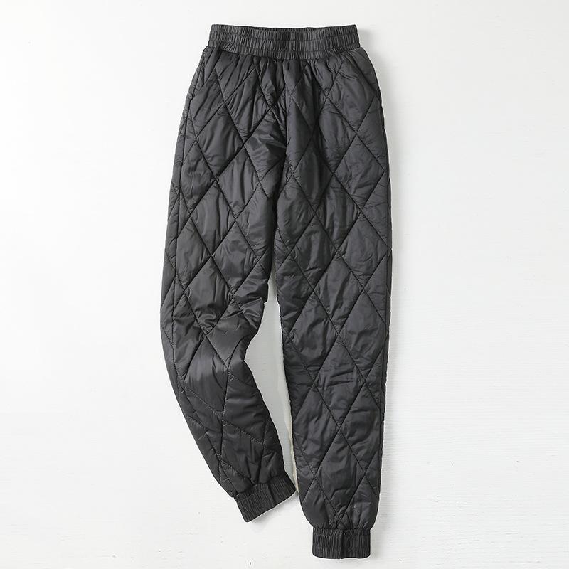 Wide Leg Cotton Pants Women's Thickened Warm Pants Middle-aged and Elderly Casual Straight Pants Outside Wearing High-waisted Down Cotton Pants