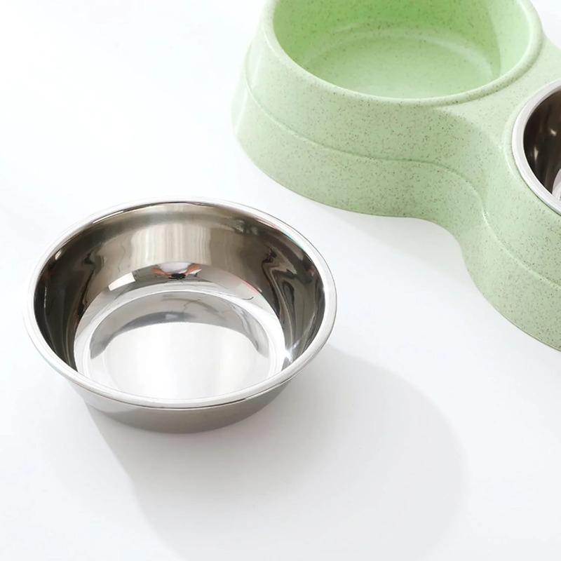 Ciotole doppie per animali domestici, cibo per cani, acqua, ciotola per bere in acciaio inox, ciotola per bere per animali domestici, forniture per l'alimentazione di cuccioli di gatto, accessori per cani di piccola taglia