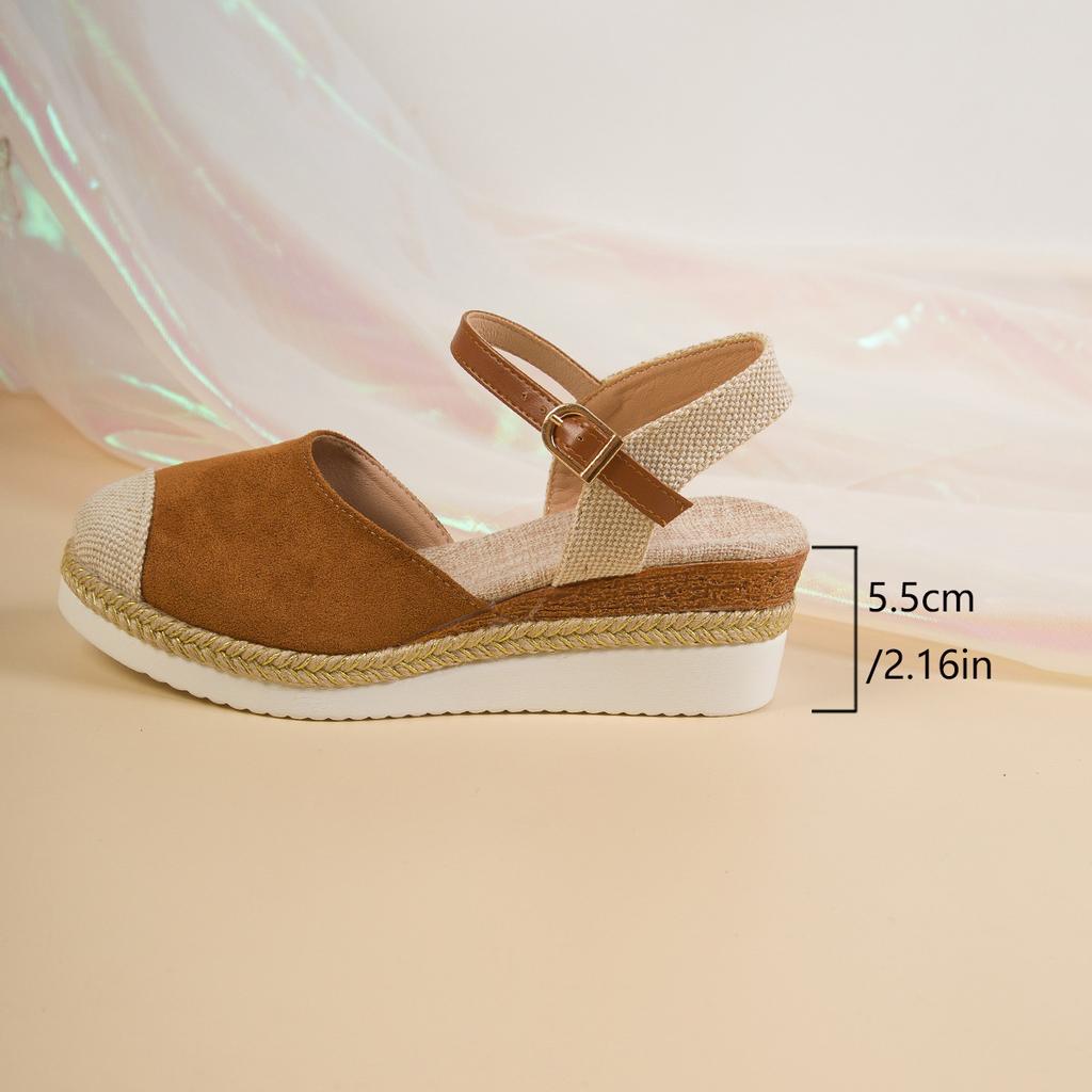Módní dámské uzavřené klínové sandály Espadrilky Platforma Pásek kolem kotníku Letní boty