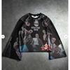 Vintage Cupid Print Gothic Sweatshirt Long Sleeve Flared Top Y2K Streetwear