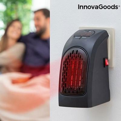 Aquecedor Auxiliar Elétrico de Parede com Aquecimento Cerâmico - Preto - Termostato Ajustável - Temporizador 12h