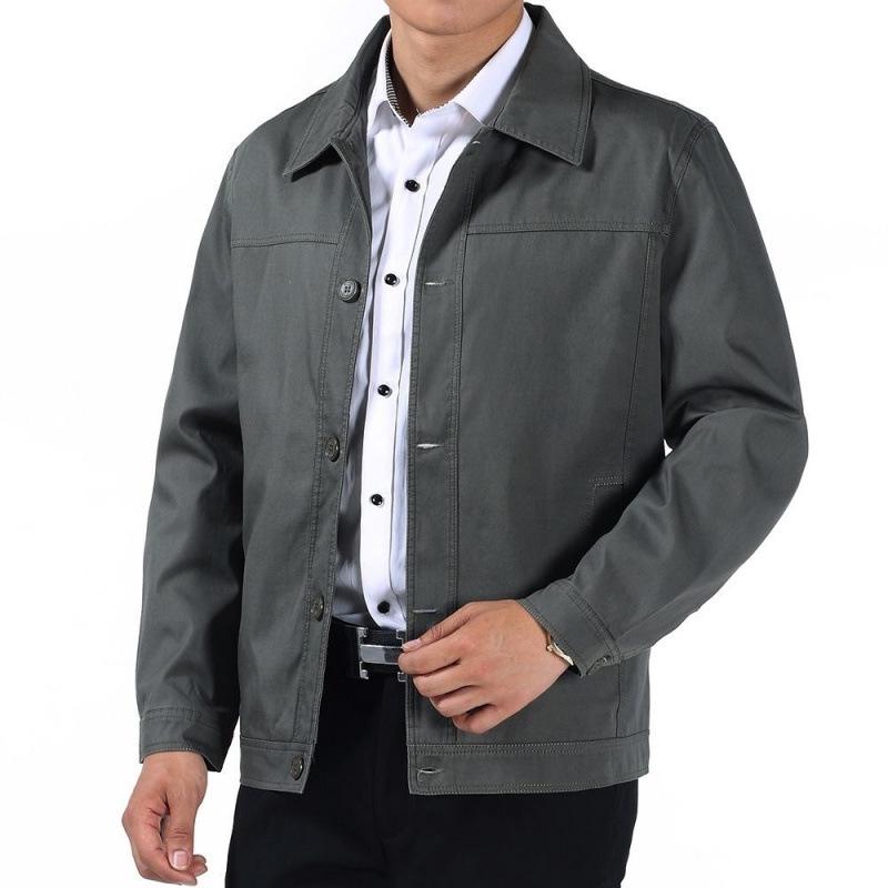 

Middle-aged Men s Casual Loose-Fit Button-Up Jacket for Dad - Large Size, Lapel Top for Spring & Autumn 195 (for up to 95 kg) темно-серого