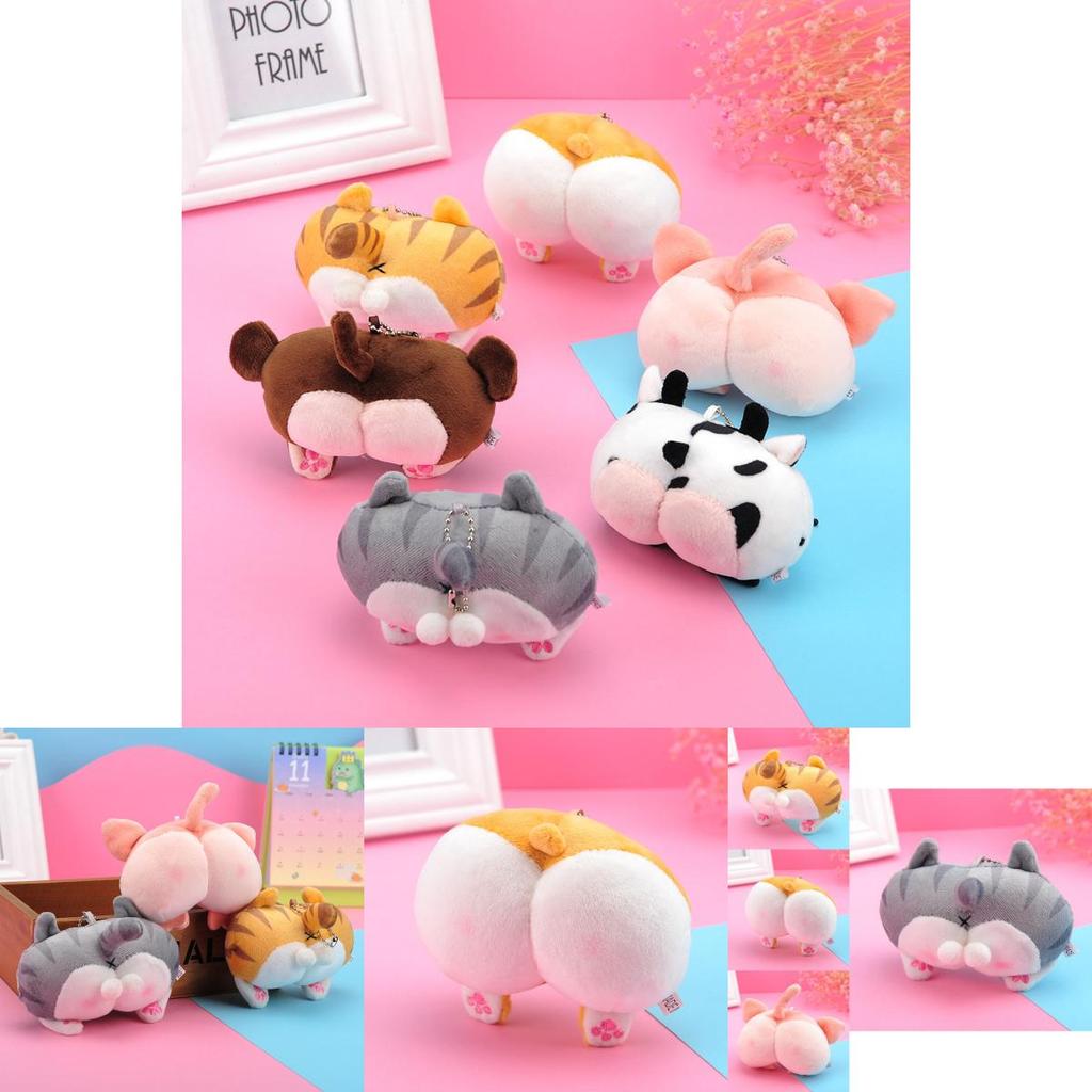 Adorable Corgi Butt Plush Keychain Soft Pp Cotton Animal Toy Key Ring Cute