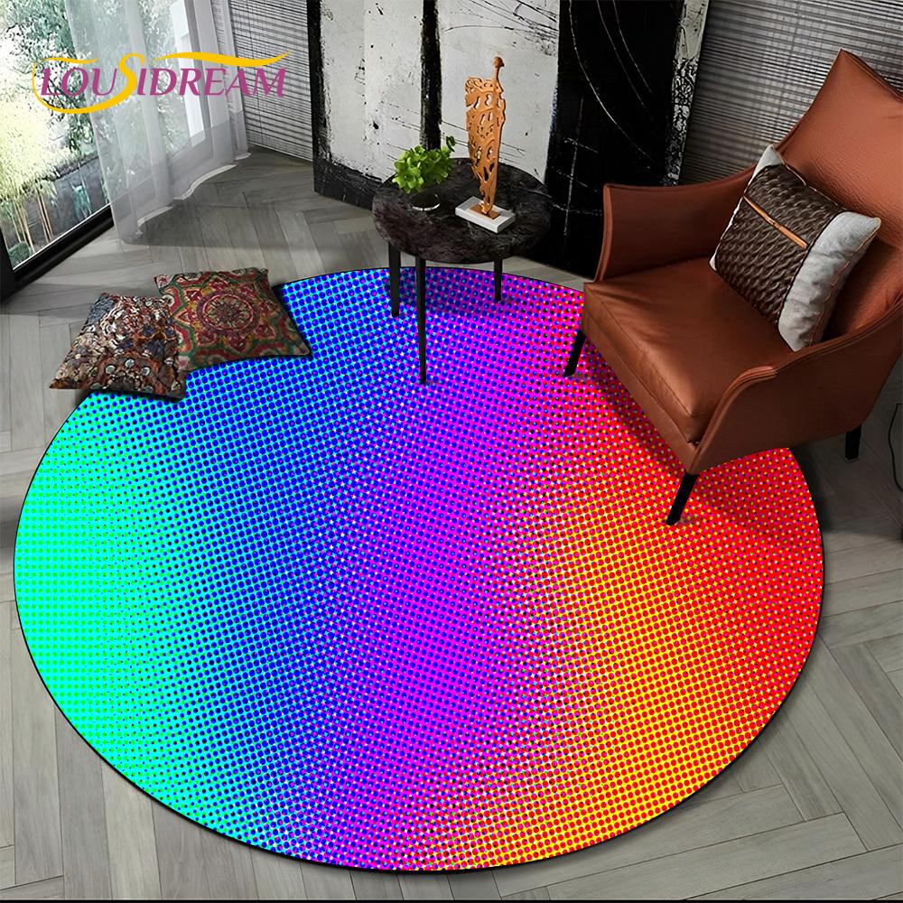 Colour Rainbow 3D Illusion Vision HD Cartoon Round Area Rug,Carpet Rug for Living Room Bedroom Sofa Playroom Decor,Non-slip Gift