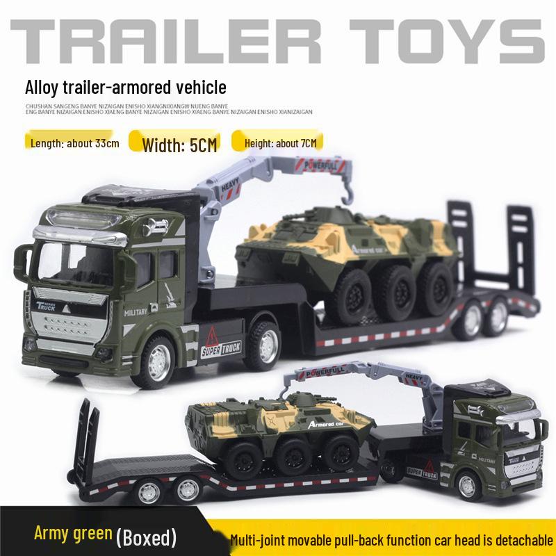 Children's Alloy Transport Toy: Pull-Back Fire Truck, Trailer, Tank & Excavator