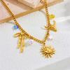 Metal Chain Ocean Pendant Necklace Delicate Multilayer Pearl Necklace Eyes of Demon Necklace  Lady