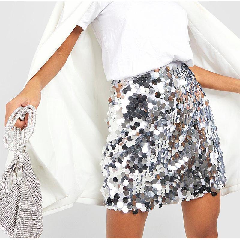 Fashion Women's Sequin Mini Skirt Glitter Skirt Belly Dance Short Skirt Clubwear Festival Costume for Concert Streetwear
