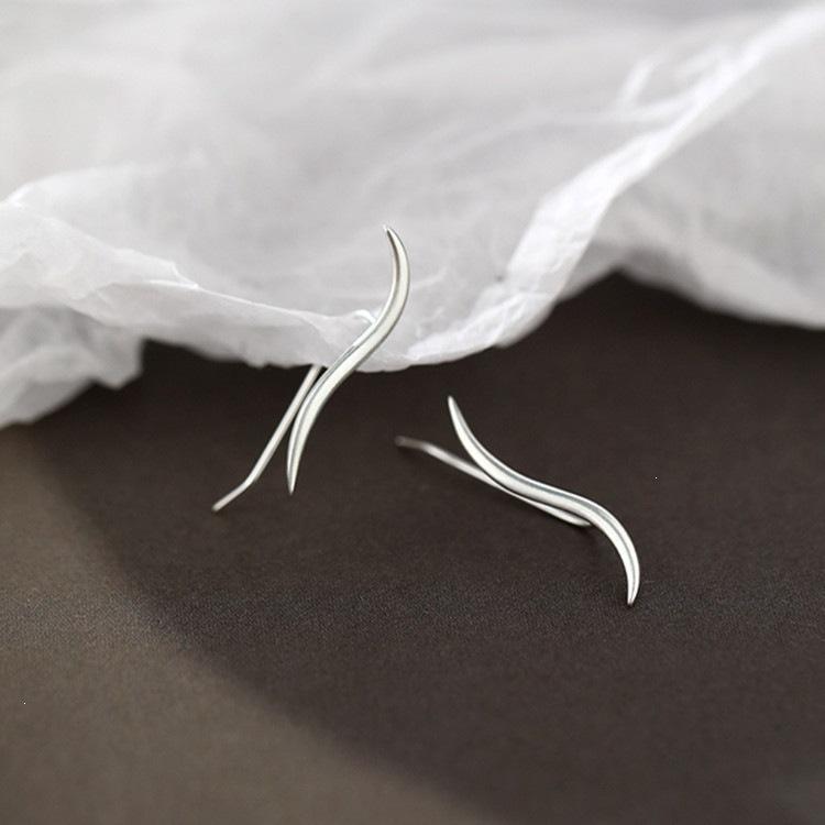 925 Sterling Silver Streamlined Stud Earrings for Women - Niche Summer 2022 Trend Ear Jewelry