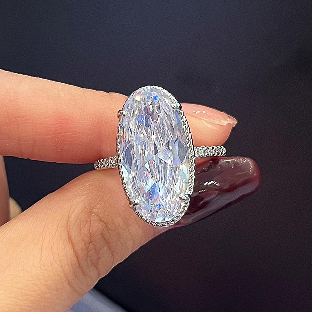 Huitan Bling Bling Μεγάλο Οβάλ Δαχτυλίδι με Ζιργκόν AAA Απλό Κομψό Γυναικεία Δαχτυλίδια Αρραβώνα Γάμου 2022 Μοντέρνα Dropshipping