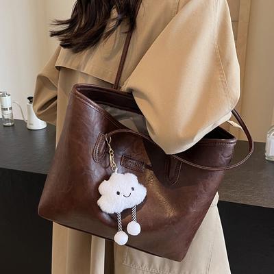 Simple Texture Big Bag Women's 2025 New Retro Fashion Large Capacity Shoulder Bag Casual Commuter Tote Bag Tide