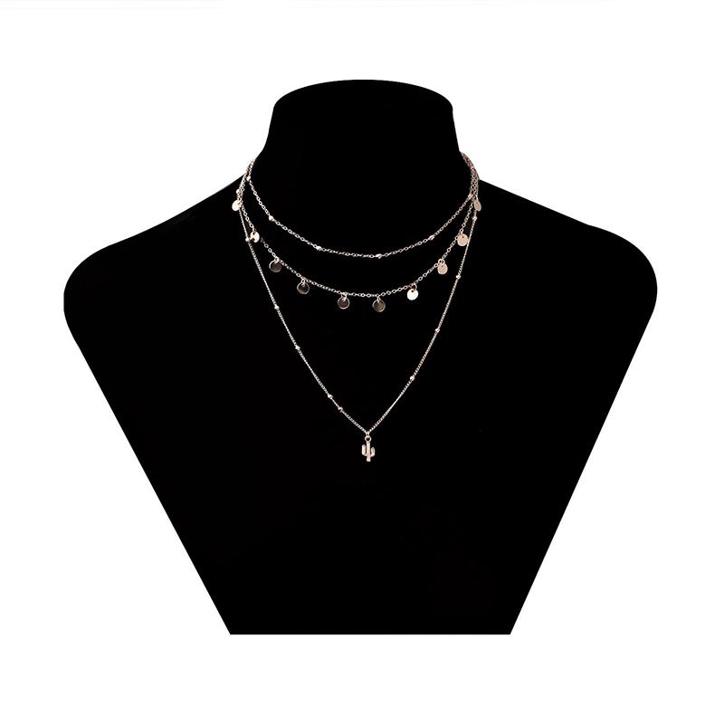 Neues 925er Sterlingsilber Mehrschichtiges Halsketten-Charme Geometrische Form Damen-Anhänger Choker Geburtstagsgeschenk Exquisiter Schmuck