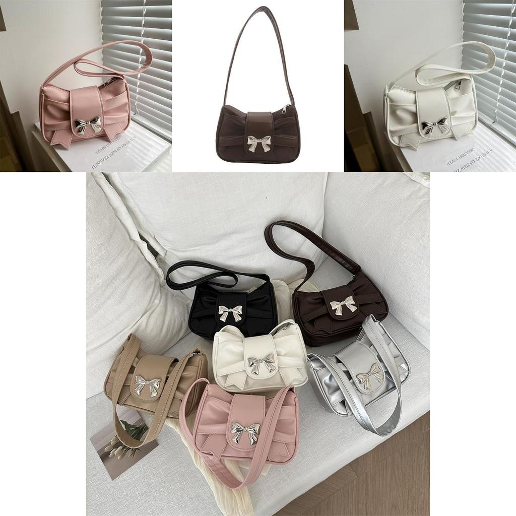 Adorable Bowknot Small Square Bag For Women Cute Korean Style Shoulder Tote Bag