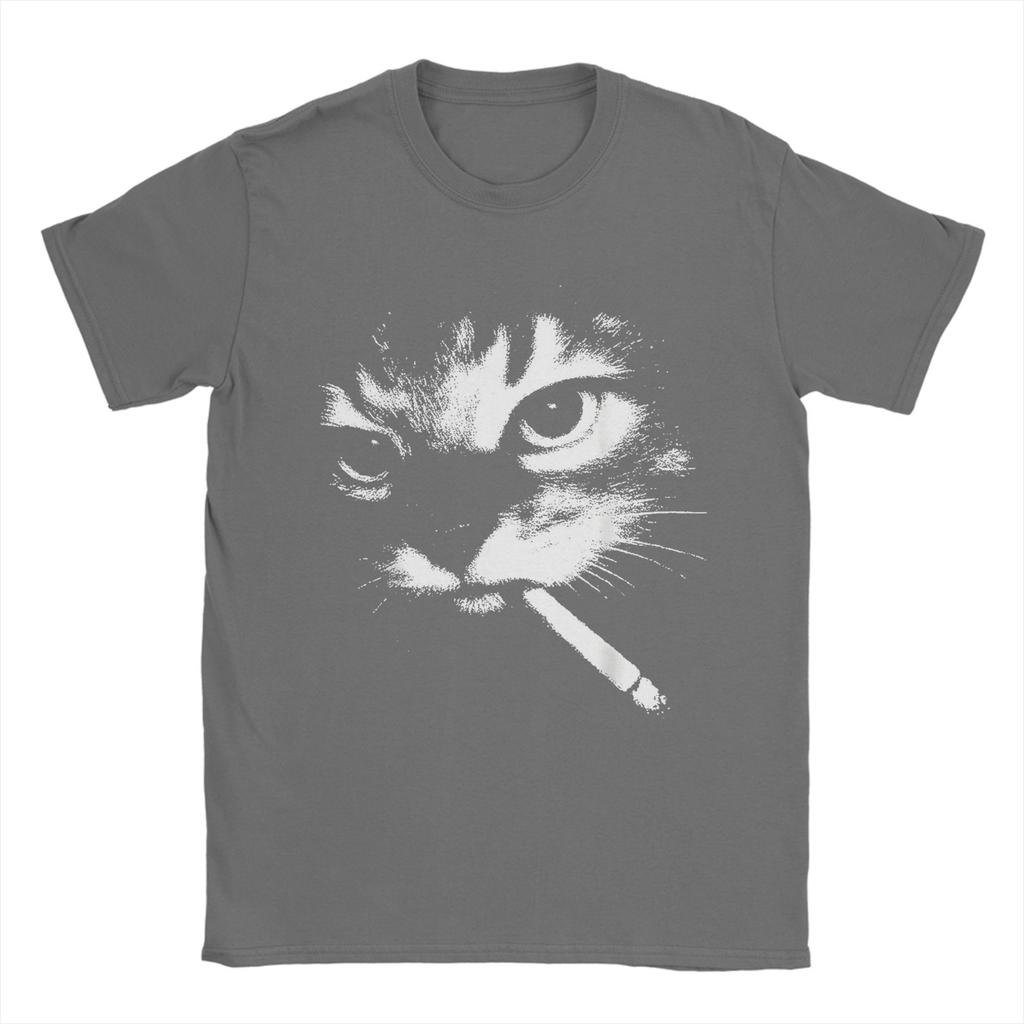 Men TShirt Smoking Cat Vintage Chonky Cat Retro 90s 100 Cotton Tees Short Sleeve  T Shirts Round Collar Clothes New Arrival
