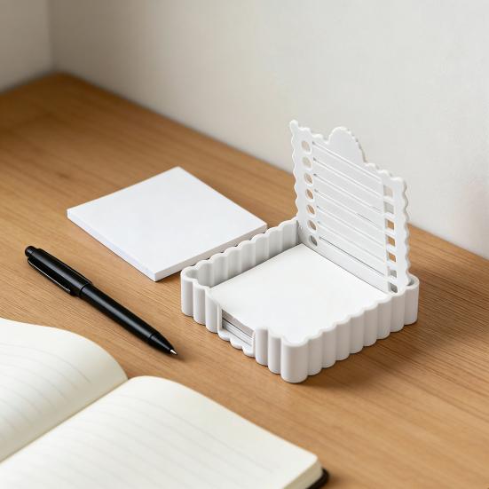 Notizblockspender mit Vorlage Tragbarer Notizorganizer und Aufkleberspender Kompakte Desktop-Aufbewahrungsbox für 3x3 Zoll Notizblöcke Bürobedarf Geschenk