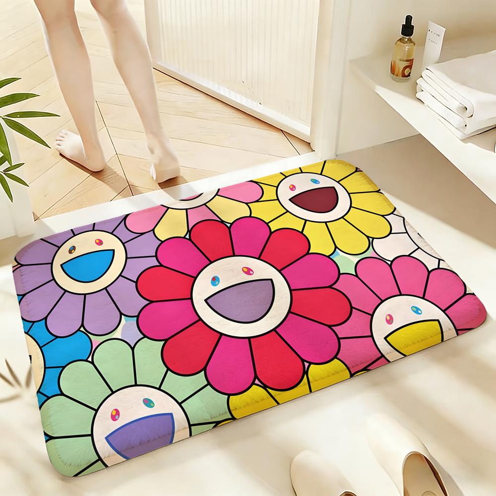 Soft Absorbent Non-Slip Rug Artist Takashi Murakami Floor Mat Home Decor Doormat Bedroom Floor Mat Shower Carpet