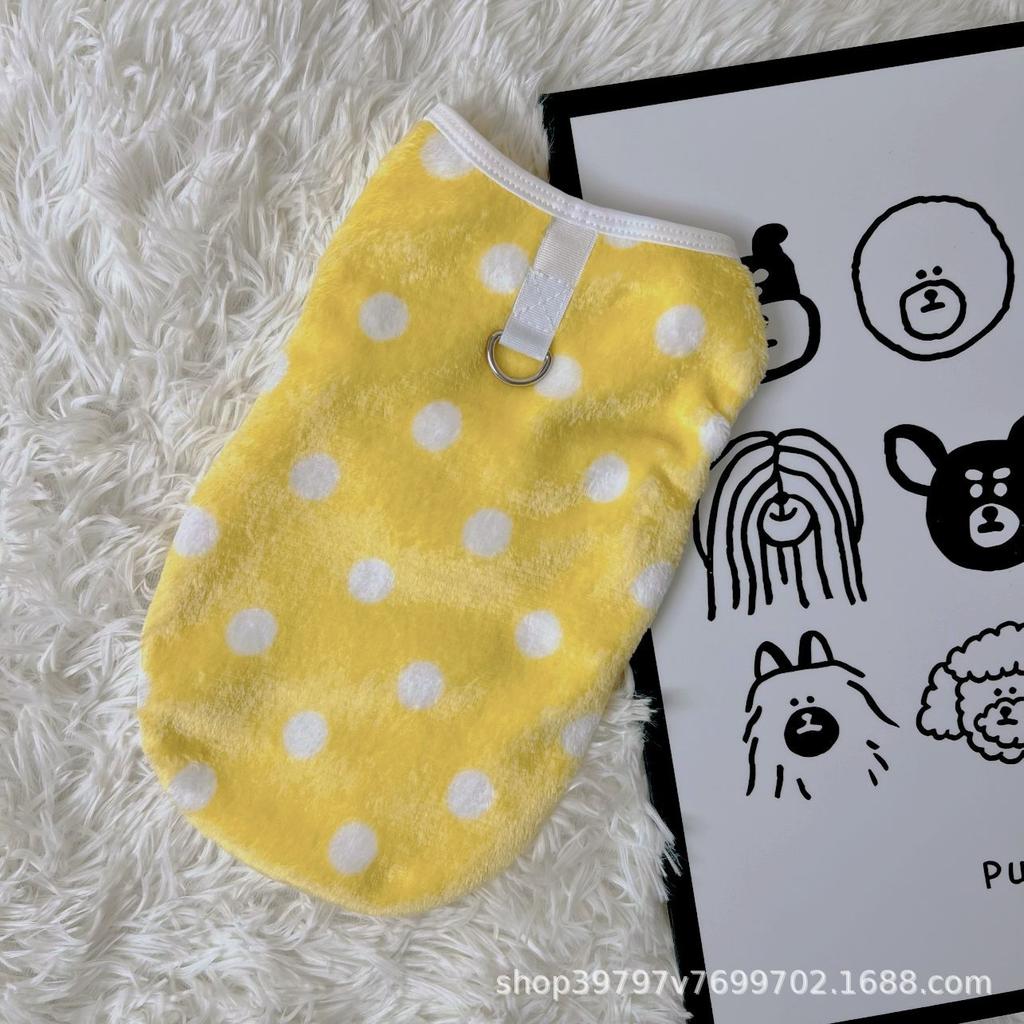 Pet dog dog clothes cat print flannel vest small dog teddy