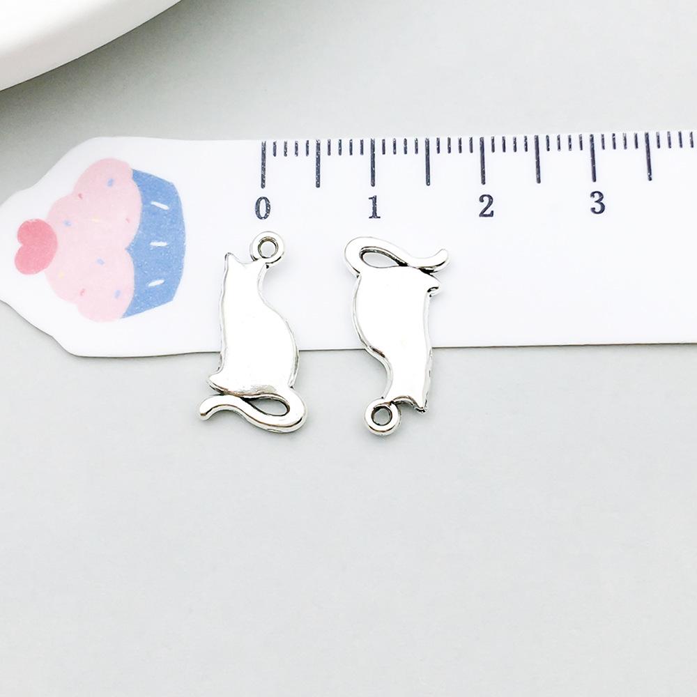 Set di 100 Ciondoli Gatto Farfalla Luna Argento Antico per Braccialetti e Collane Fai da Te