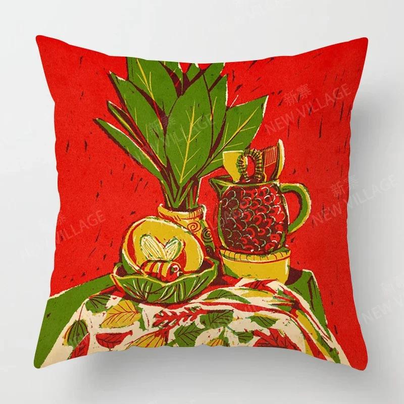 Nordic Fall Home Decor Autumn Throw Pillow Case Sofa Cushion Cover Modern 45X45Cm 45*45 50X50 60X60Cm 40*40Cm Leaf Plant Green