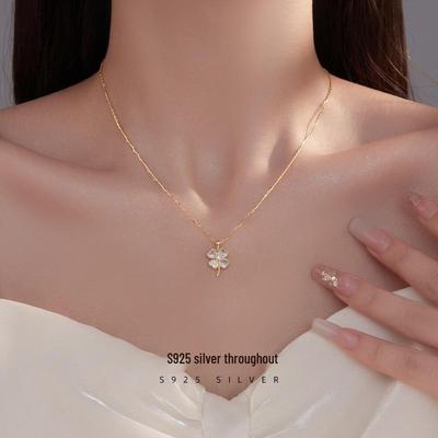 Collana Quadrifoglio Banyan Tree Argento S925 - Design Elegante Femminile, Nuova Catena Clavicola alla Moda