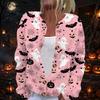 Women's Long Sleeve Knit Cardigan with Halloween Print Button Front Sweater for Fall Party Outfits