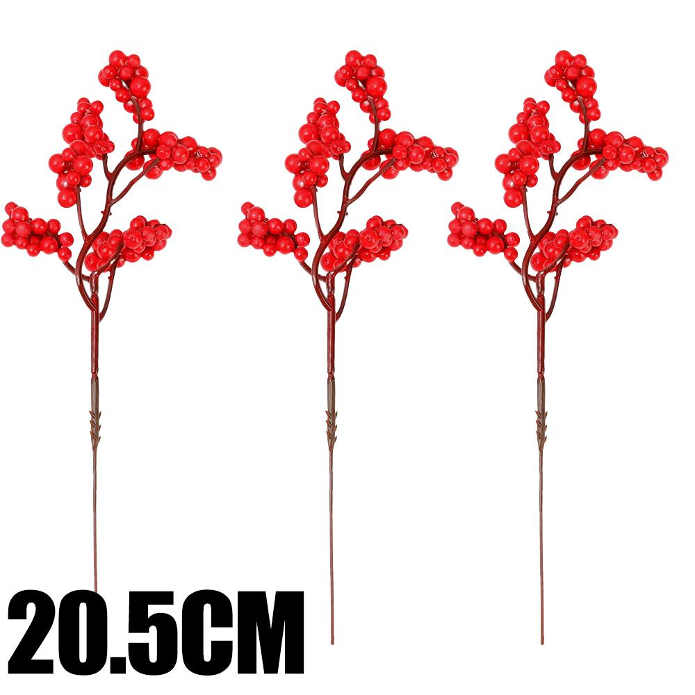 100/1Pcs Artificial Berries Red Cherry Stamen Fake Berries Pearl Beads DIY Christmas Wreath New Year Party Gifts Decorations