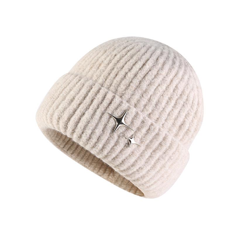 Autumn and Winter Wool Hat for Women Small and Small Stars Versatile Pullover Hat  Warm Knitted Hat  Face  Small Ear Protection  Cold Hat for Men