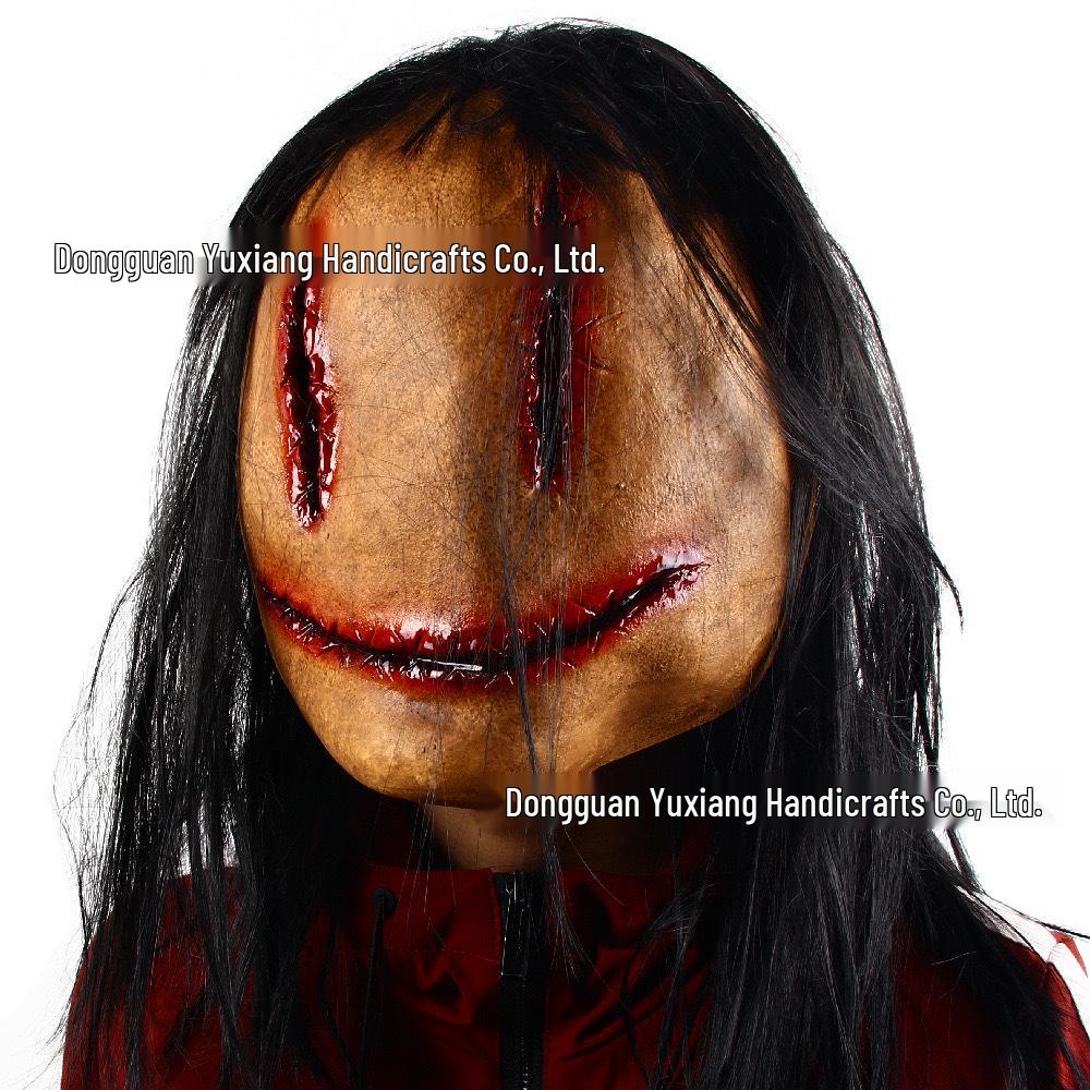 

Halloween Scary Ghost Mask with Wig: Spooky Female Ghost Costume for Haunted Houses and Parties