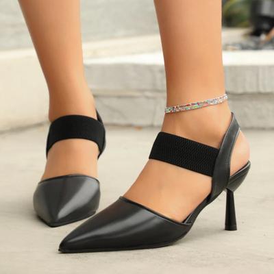 Summer Woman Pumps High-heeled Casual Fashion Pointed Toe Slender Heel Shallow Mouth Banquet Elastic Slip-on Sandals for Women