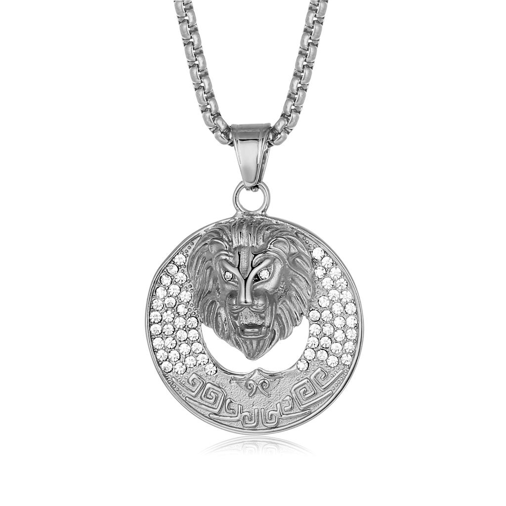 Europe, America, New Models, Style, Cross-border Hollow Gold-plated Point Diamonds, Lion Pendant Necklace.