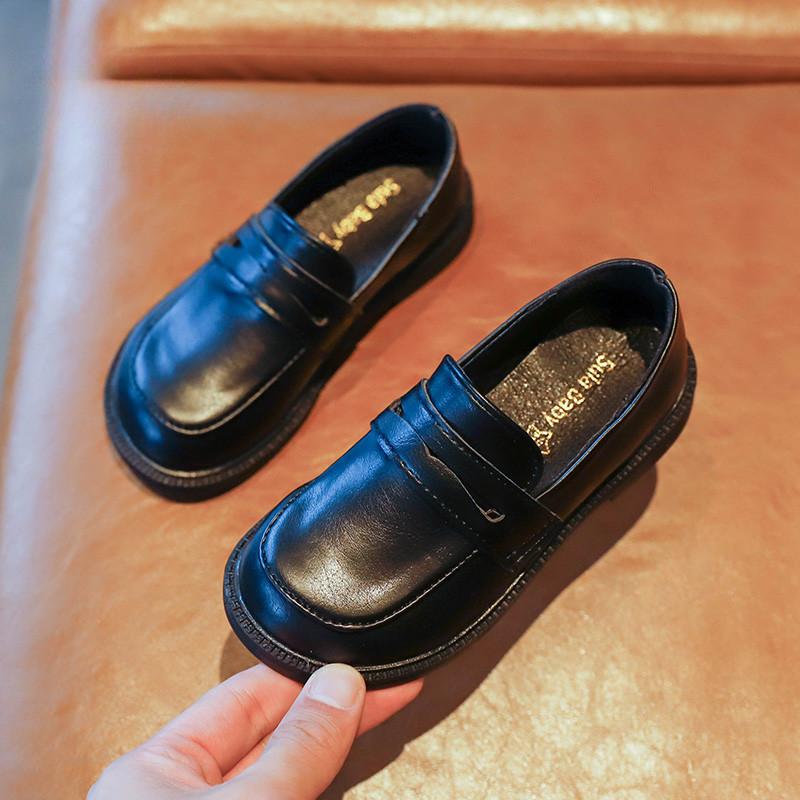 Children's Leather Shoes Spring Autumn Causal Black School Girl Shoes Non-slip PU Kids Causal Boys Formal Uniform Flat Loafers