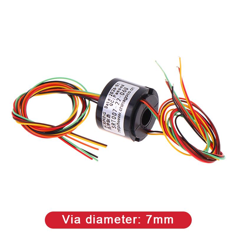 Průchozí kroužkový sběrač, vodivý kroužek, elektrický kartáč, miniaturní dutý hřídel 5 mm/7 mm, 2-kanálový, 4-kanálový, 6-kanálový, vodič 2A