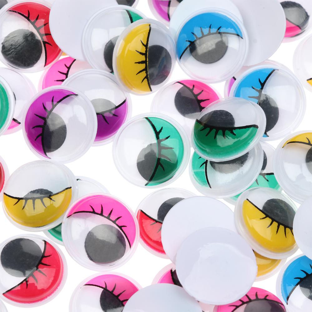 100Pcs/Bag 7/8/10/12/15/18/20MM Colorful Round Wiggling Moving Eyes Plush Panda Eye 3D Dolls Accessories DIY Dolls Materials