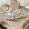 925 Sterling Silver Vintage Earrings For Women Trendy Square Flower Shape CZ Earring Jewelry Prevent Allergy Party Accessories