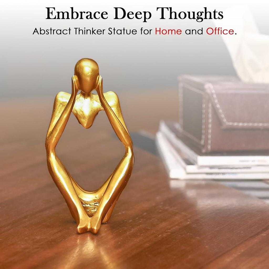 Abstrakte Denker Statue – Moderne Harzskulptur für Heim- & Bürodekor | Kleine Denkerfigur für zeitgenössischen Akzent im Innenraum