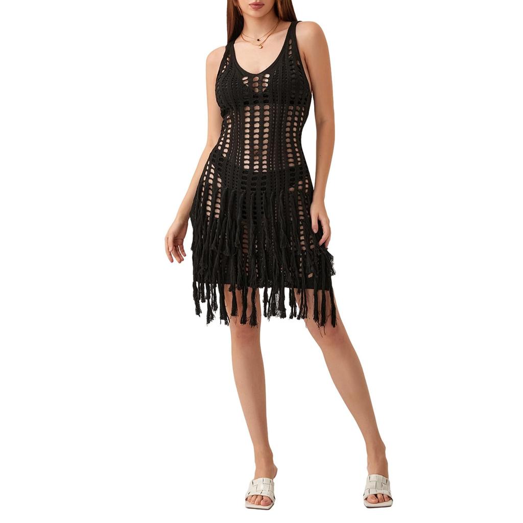Women's Fashion Outer Sexy Hollow Out Beach Dress Bikini Knitted Cover Up
