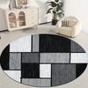 Geometric collage style Flannel-printed round floor mats are slip-resistant Suitable living room bedroom terrace garden carpets
