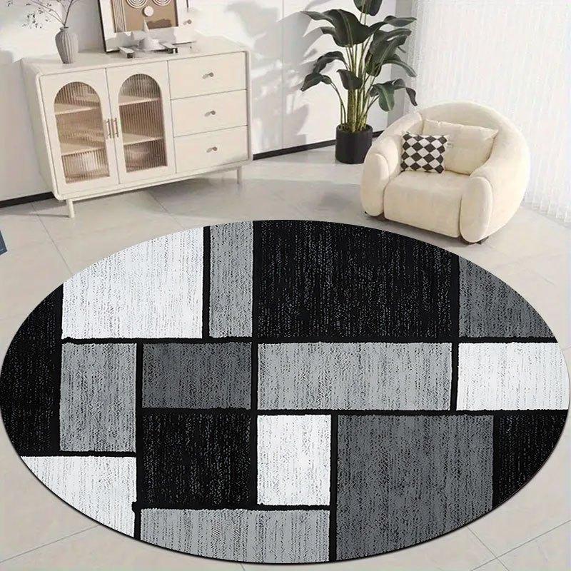 Geometric collage style Flannel-printed round floor mats are slip-resistant Suitable living room bedroom terrace garden carpets