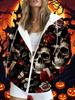Halloween Women's Rose Skull Zipper Hoodie, Gothic Rose Skull Art Zipper Hoodie, Fun Pattern Design