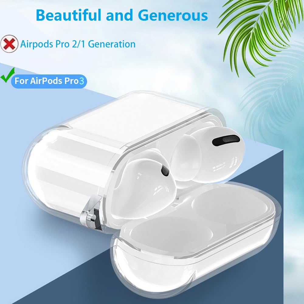 New For Airpods Pro 3 Clear Case Shockproof Protective Case with Keychain&Cleaning Pen Case Cover for AirPods Pro 3rd Generation