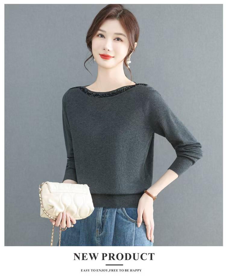

Women’s Loose Fit Wool Cardigan - Slimming One-Shoulder Sweater for Autumn and Winter M серый