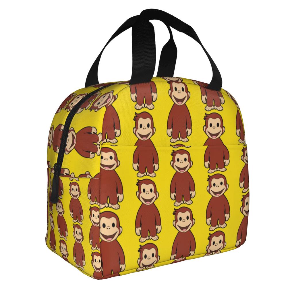 Cartoon Curious George Funny TV Monkey Anime Insulated Lunch Bags for Women Resuable Thermal Cooler Bento Box School